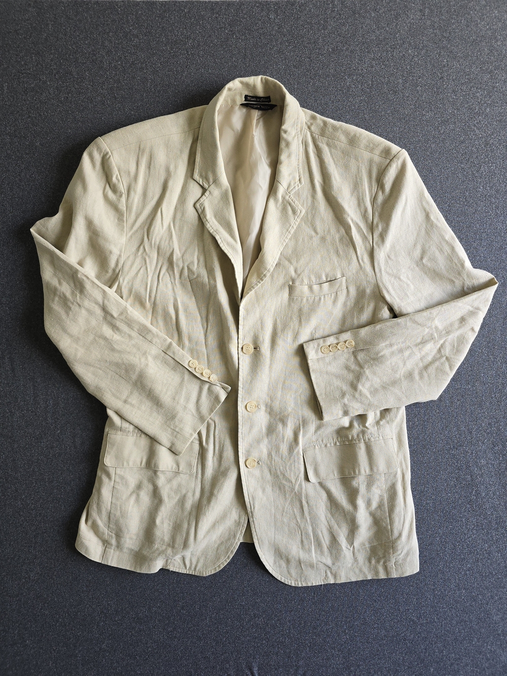 Andrew Fezza Linen Blend Sport Coat XL Beige Light Beige Semi Structured Blazer